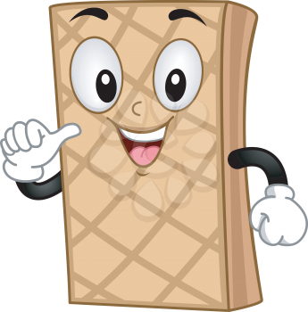 Royalty Free Clipart Image of a Wafer Mascot