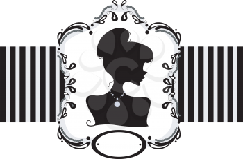 Royalty Free Clipart Image of a Frame With a Female Silhouette