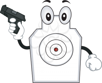 Royalty Free Clipart Image of a Target Mascot With a Gun