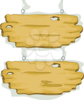 Royalty Free Clipart Image of Hanging Signs