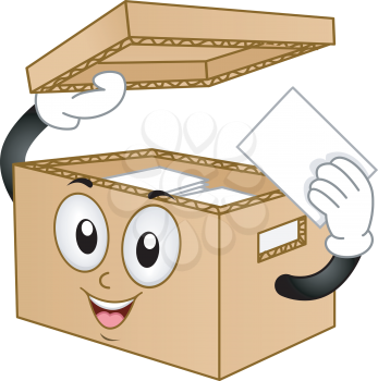 Royalty Free Clipart Image of a Box With Papers