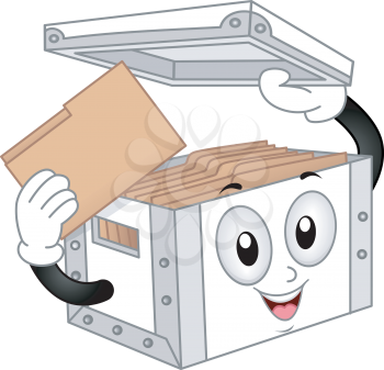 Royalty Free Clipart Image of a Storage Box With Files
