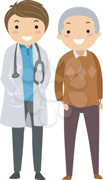 Royalty Free Clipart Image of an Older Man and a Doctor