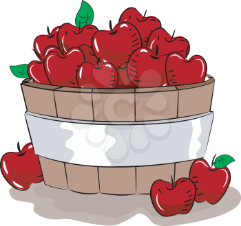 Royalty Free Clipart Image of a Basket of Red Apples
