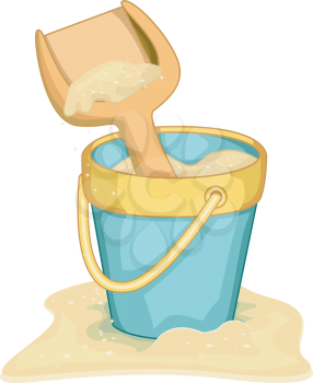 Royalty Free Clipart Image of a Pail and Shovel at the Beach