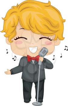 Royalty Free Clipart Image of a Little Boy Singing