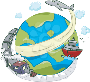 Royalty Free Clipart Image of a Globe With Travel