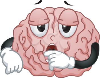 Illustration of Tired and Sleepy Brain Mascot