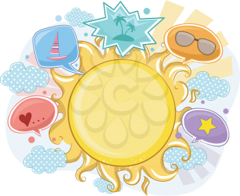 Background Illustration of Summer Sun Frame