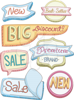 Illustration of Colorful Store Product Labels