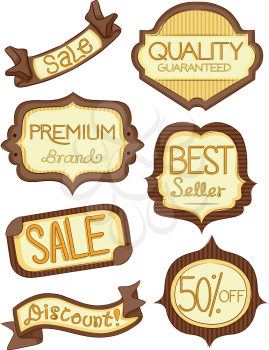 Illustration of Brown and Yellow Store Product Labels