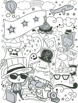 Illustration of a Doodle with Travel Theme