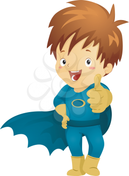 Illustration of a Little Kid Boy Superhero making an OK Sign