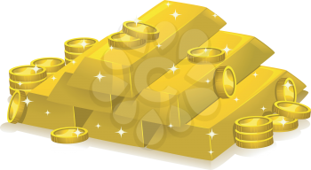 Illustration Featuring Gold Bars and Coins