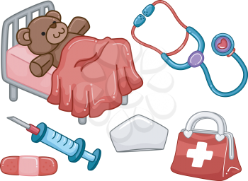 Illustration of Ready to Print Elements with a Medical Theme