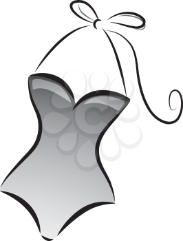 Black and White Illustration of a Swimsuit with a Retro Design