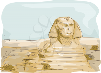 Illustration Featuring the Great Sphinx of Giza Located in Egypt