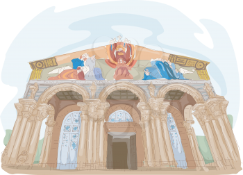 Illustration Featuring the Church of All Nations in Israel