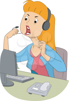 Illustration of an Angry Girl Shouting Through Her Microphone
