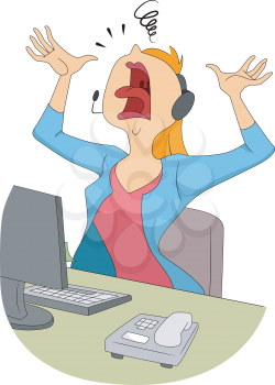 Illustration of a Frustrated Girl Freaking Out and Shouting at the Top of Her Lungs