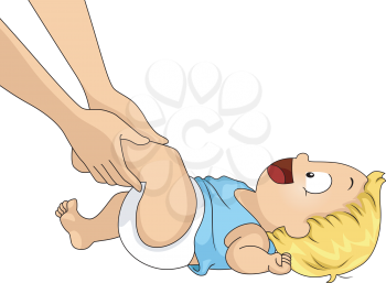 Illustration of an Adult Giving a Baby Boy a Leg Massage