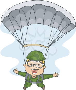 Illustration of a Male Paratrooper with His Arms and Legs Spread Wide Apart