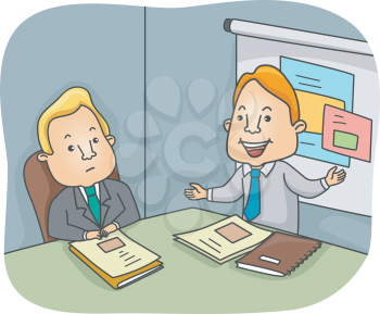 Illustration of a Man Presenting a Business Proposal