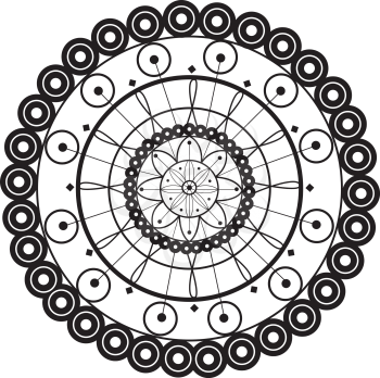 Black and White Illustration of a Doily