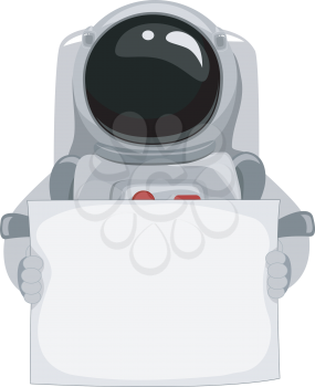 Illustration of an Astronaut Holding a Blank Banner