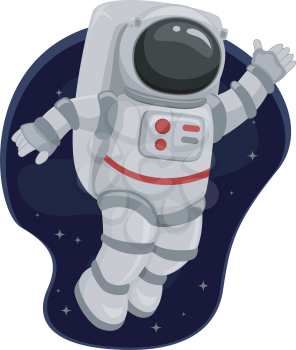 Illustration of an Astronaut Waving from Space