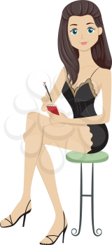 Illustration of a Lingerie-Wearing Girl Taking Down Notes