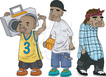 Illustration of African-American Teens Sporting a Ghetto Look