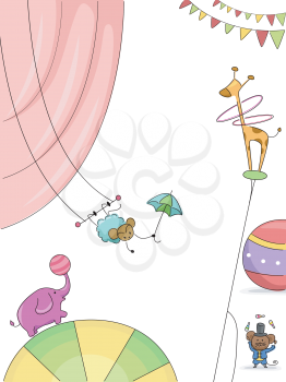 Background Illustration Featuring Animals Performing in the Circus