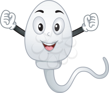 Mascot Illustration Featuring a Sperm Cell Doing a Victory Pose