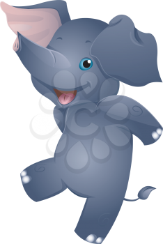 Illustration of a Cute Happy Elephant Dancing