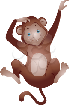 Illustration of a Cute Monkey Scratching its Head
