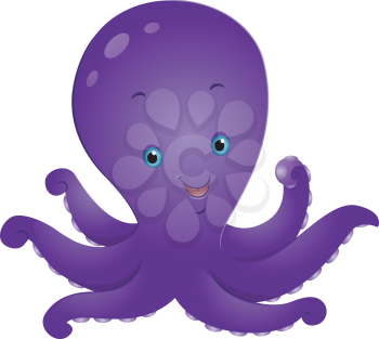Illustration of a Cute Octopus Smiling Happily