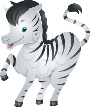 Illustration of a Cute Zebra Raising its Left Front Hoof