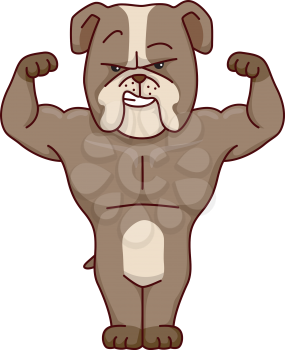 Illustration of a Muscular Dog Flexing its Muscles