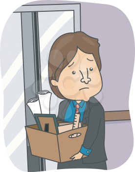 Illustration of a Man Taking His Belongings Home After Being Fired from Work