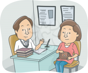 Illustration of a Doctor Discussing the Result of the Checkup with His Patient