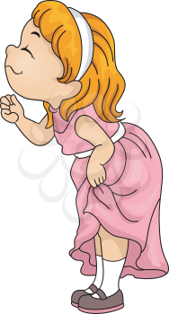 Illustration of a Little Girl Excitedly Sniffing Something