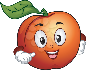 Mascot Illustration Featuring a Happy Peach Pointing to Itself