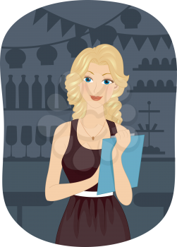 Illustration of a Girl Holding a Clipboard Planning for a Party