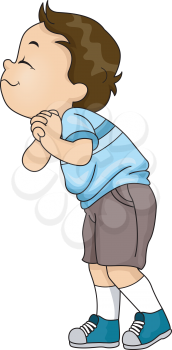 Illustration of a Little Boy Excitedly Sniffing Something