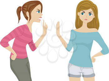 Illustration of Two Female Teenagers Arguing
