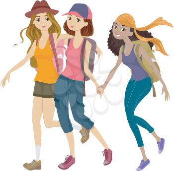 Illustration of a Group of Teens Off to a Mountaineering Trip