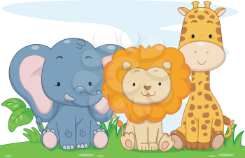 Illustration Featuring Cute Baby Safari Animals