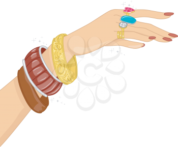Illustration Featuring a Hand Filled with Different Accessories