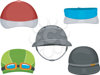 Illustration Featuring Different Types of Caps Worn by Athletes